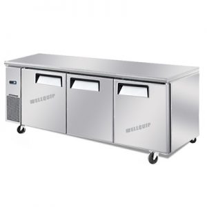 Heavy Duty Kitchen Fridge with 3 Stainless Steel Doors and Swivel Wheels: Quipwell-WA1888
